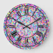 Grande Horloge Ronde Vitrail coloré (Recto)