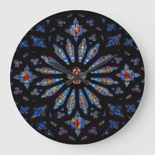 Grande Horloge Ronde Vitrail de l'église colorée