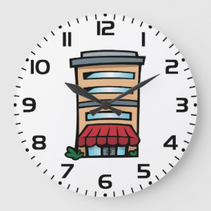 Grande Horloge Ronde Vitrine et immeuble de bureaux