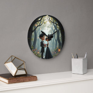 Grande Horloge Ronde Vœux au Clair de Lune – Un Moment de Mariage Gothi