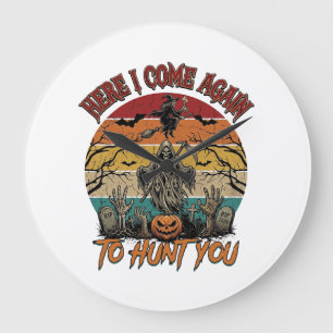 Grande Horloge Ronde Voici encore une fois Faucheuse Halloween Citrouil