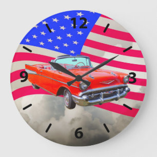 Grande Horloge Ronde Voiture 1957 classique de Bel Air de Chevrolet et
