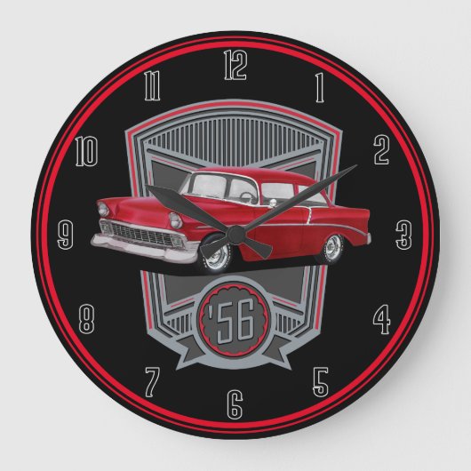 Grande Horloge Ronde Voiture classique Red 56 (Recto)