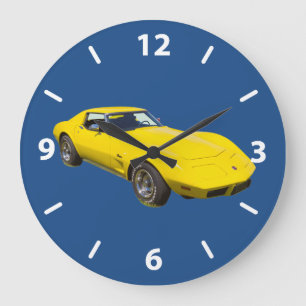 Grande Horloge Ronde Voiture de sport 1975 de pastenague de Corvette