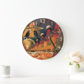 Grande Horloge Ronde Voiture volant vintage de science fiction futurist (Maison)
