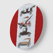 Grande Horloge Ronde VOITURES, noir blanc rouge (Angle)