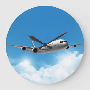 Grande Horloge Ronde Vol de jet sur le ciel