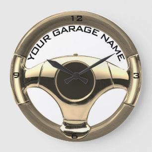 Grande Horloge Ronde volant en bois vintage de chrome de voiture de