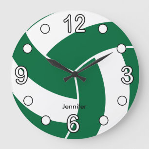 Grande Horloge Ronde Volley-ball   Dark Green and White Style