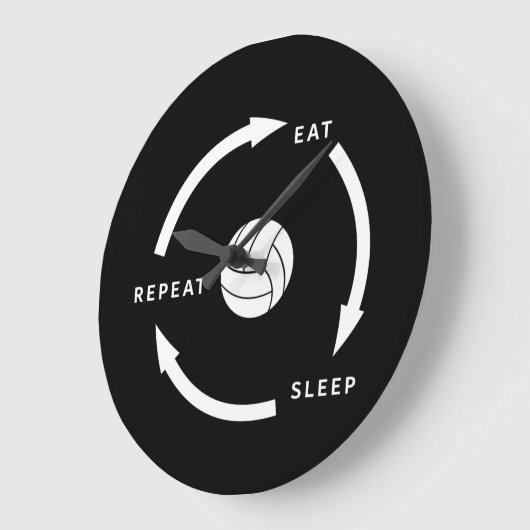 Grande Horloge Ronde Volleyball Manger Sleep Répéter Le Ventilateur De (Angle)