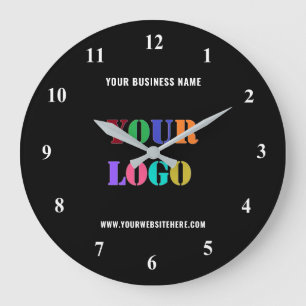 Grande Horloge Ronde Votre Logo Texte Promotionnel Boucle murale d'entr
