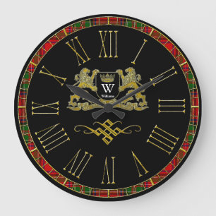 Grande Horloge Ronde Votre manteau de monogramme et de couleur de bras