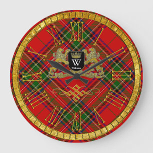 Grande Horloge Ronde Votre manteau des bras monogramme et tartan