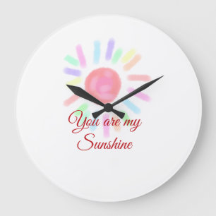 Grande Horloge Ronde Votre sont ma pâte d'aquarelle rouge soleil