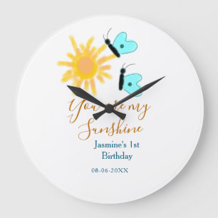 Grande Horloge Ronde Vous êtes mon bleu bleu bleu soleil jaune orange