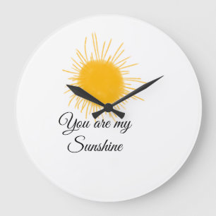 Grande Horloge Ronde vous êtes mon soleil jaune orange rayons de soleil