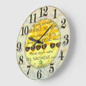 Grande Horloge Ronde Vous êtes My Sunshine avec Fleurs en Jaune (Angle)