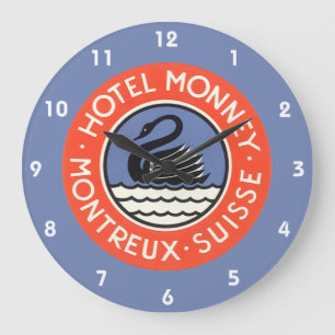 Grande Horloge Ronde Voyage Vintage, Hôtel Monney Suisse Swan Bird