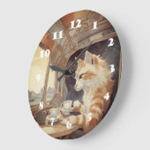 Grande Horloge Ronde Voyageur de chat (Angle)