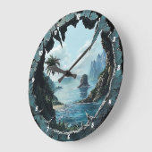 Grande Horloge Ronde Vue côtière" - Fenêtre nautique (Angle)