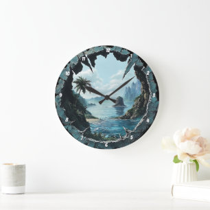 Grande Horloge Ronde Vue côtière" - Fenêtre nautique