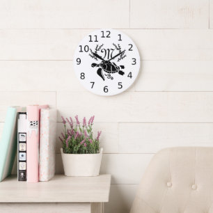 Grande Horloge Ronde Vue latérale de la tortue noire