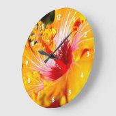 Grande Horloge Ronde Vue latérale de l'Hibiscus orange (Angle)