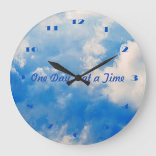 Grande Horloge Ronde Wall Clock-Azure With White Clouds