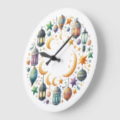 Grande Horloge Ronde Wall Clock-Eid Mubarak Wreath Wall Clock (Angle)