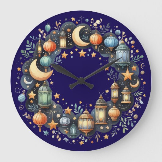 Grande Horloge Ronde Wall Clock-Eid Mubarak Wreath Wall Clock (Recto)