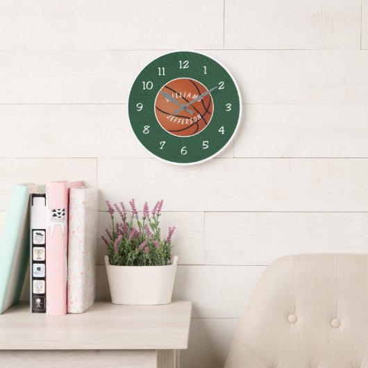 Grande Horloge Ronde Wall Clock for Basketball Fan personalize (Salle de lecture)