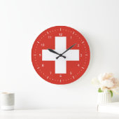 Grande Horloge Ronde Wall Clock with flag of Switzerland (Maison)