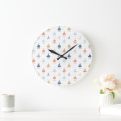 Grande Horloge Ronde Wall Clock with Tiny Boats – Nautical Kids Room De (Maison)