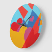 Grande Horloge Ronde Warmth and Joy Red Abstract Round Clock (Angle)