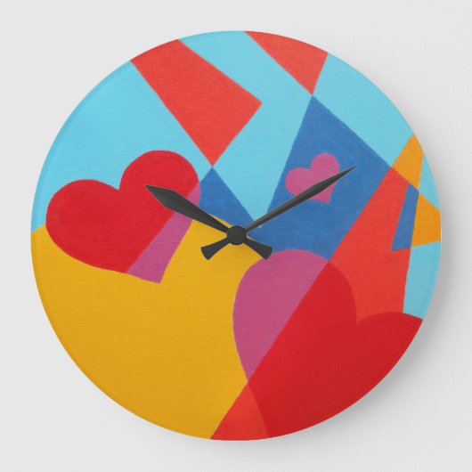 Grande Horloge Ronde Warmth and Joy Red Abstract Round Clock (Recto)
