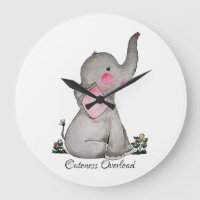 Watercolor Cute Baby Elephant With Blush & Flowers