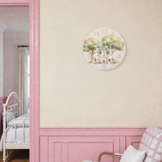 Grande Horloge Ronde Watercolor Fairytale Princess Whimsical