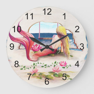 Grande Horloge Ronde Watercolor Seascape