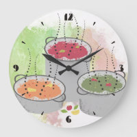 Watercolor steaming sauces kitchen clock