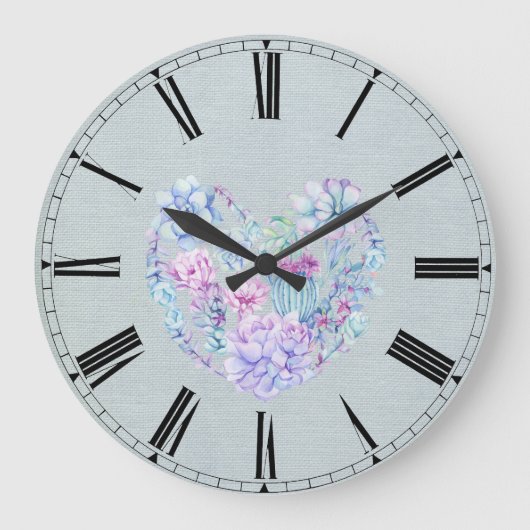 Grande Horloge Ronde Watercolor succulents (Recto)