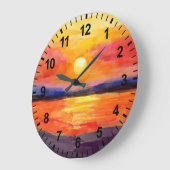 Grande Horloge Ronde Watercolor Sunset (Angle)