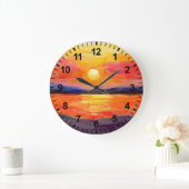 Grande Horloge Ronde Watercolor Sunset (Maison)