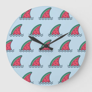 Grande Horloge Ronde Watermelon shark : design motif vague.
