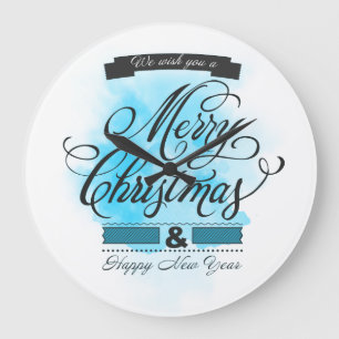 Grande Horloge Ronde We wish you à Merry Carte de voeux et Happy New