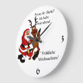 Grande Horloge Ronde Weihnachtsmann mit Elch - Prost ihr Säcke! (Angle)
