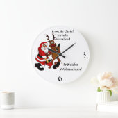 Grande Horloge Ronde Weihnachtsmann mit Elch - Prost ihr Säcke! (Maison)