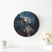 Grande Horloge Ronde Weimaraner Halloween effroi (Maison)
