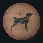 Grande Horloge Ronde Weimaraner Silhouette Rustique<br><div class="desc">L'horloge murale de Weim Lover. Le design du bois est imprimé,  pas du bois réel.</div>