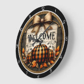 Grande Horloge Ronde Welcome Plaid Pumpkins (Angle)