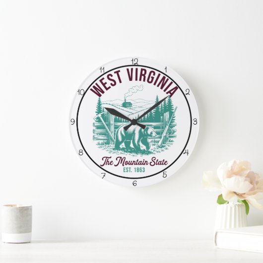 Grande Horloge Ronde West Virginia Mountain State Bear  (Maison)